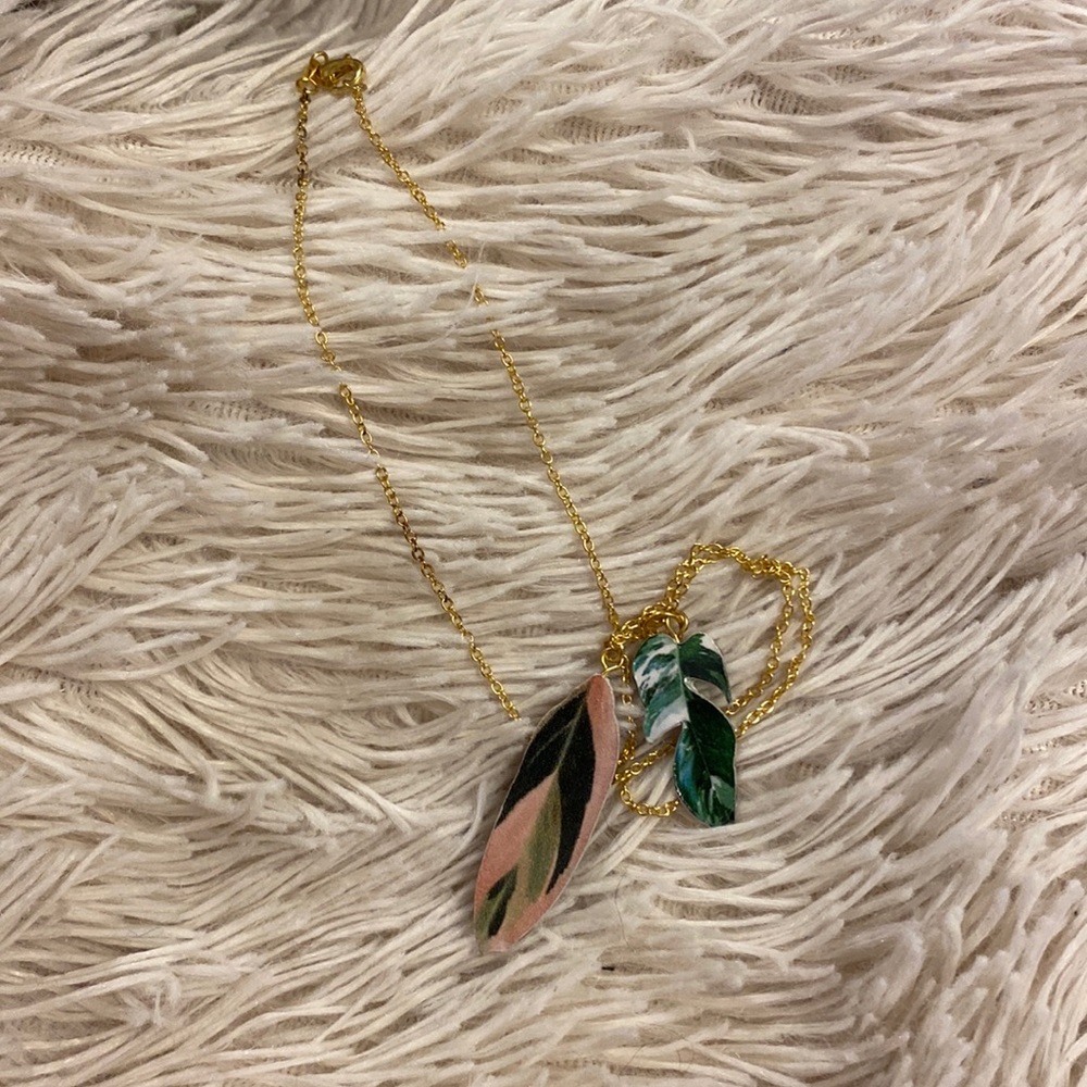 Necklace with plant charms